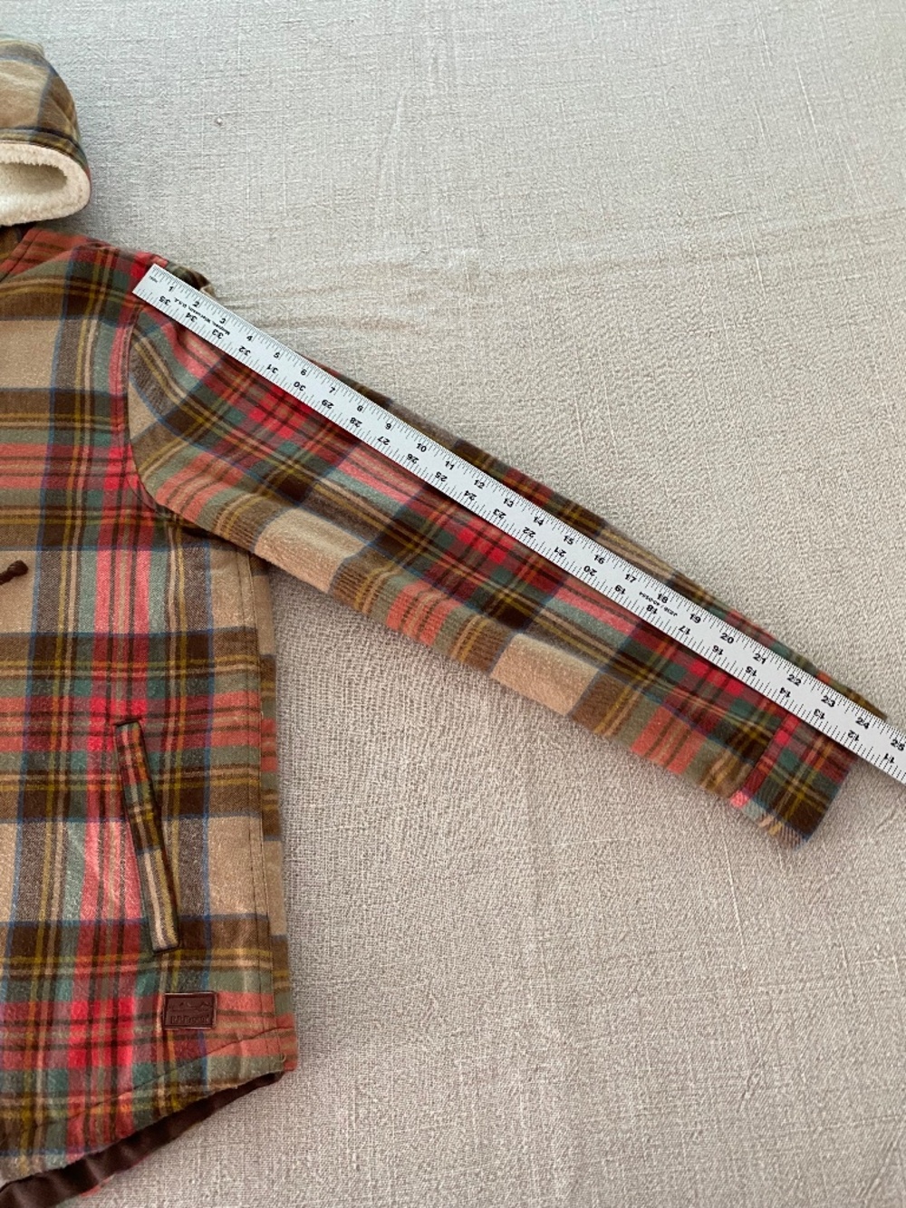 LL Bean Scotch Plaid Flannel Sherpa-lined Hoodie Jacket - Size S - Picture 8 of 15